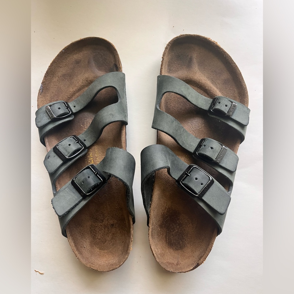 Birkenstock Triple Strap Sandals in Blue Green - Picture 2 of 7